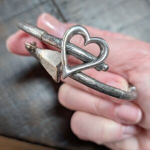 Alex & Ani Silver Heart & Arrow Bangle. Worn Only A Few Times.